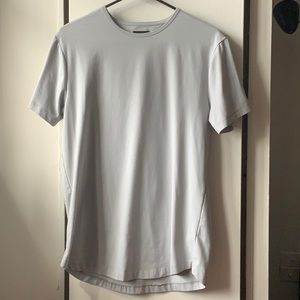 Cuts Grey Curve-Hem T Shirt
